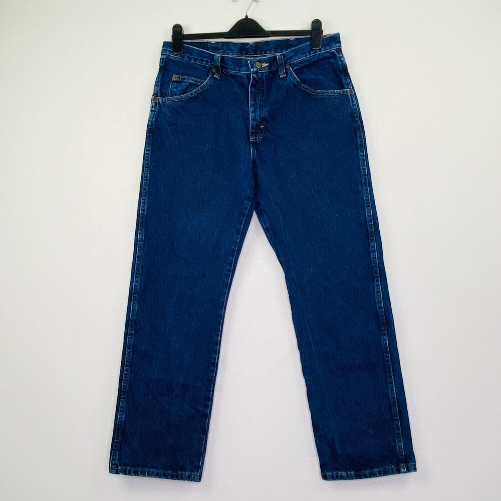 Wrangler Men's 34x30 Jeans Blue Medium Wash Denim Regular Straight Leg Cotton O